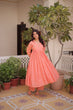 Load image into Gallery viewer, Peach Embroidered Kurti Pant Set ClothsVilla