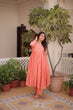Load image into Gallery viewer, Peach Embroidered Kurti Pant Set ClothsVilla