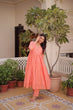 Load image into Gallery viewer, Peach Embroidered Kurti Pant Set ClothsVilla