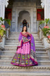 Load image into Gallery viewer, Peach Ethereal Elegance Kalamkari Tussar Silk Lehenga Set