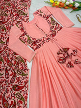 Load image into Gallery viewer, Peach Exquisite Party Wear Gown &amp; Dupatta Set with Embroidery and Sequin Work Clothsvilla