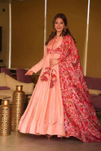 Load image into Gallery viewer, Peach Exquisite Party Wear Gown &amp; Dupatta Set with Embroidery and Sequin Work Clothsvilla