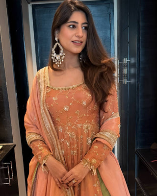 Peach Georgette EmbroideredTop Lehenga Set ClothsVilla
