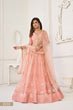 Load image into Gallery viewer, Peach Graceful Butterfly Net Lehenga Set with Tone-to-Tone Embroidery