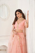 Load image into Gallery viewer, Peach Graceful Butterfly Net Lehenga Set with Tone-to-Tone Embroidery