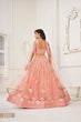 Load image into Gallery viewer, Peach Graceful Butterfly Net Lehenga Set with Tone-to-Tone Embroidery