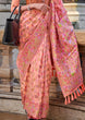 Load image into Gallery viewer, Peach Graceful Organza Silk Parsi Handloom Weaving Saree with Blouse Piece ClothsVilla