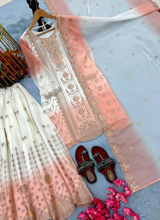 Peach Heavy Embroidered Palazzo Suit Set ClothsVilla