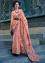 Peach Jamawar Woven Organza Silk Saree – Traditional Elegance with Blouse Piece ClothsVilla