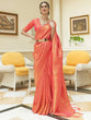 Load image into Gallery viewer, Peach Kanjivaram Silk Saree with Sequins Zari ClothsVilla