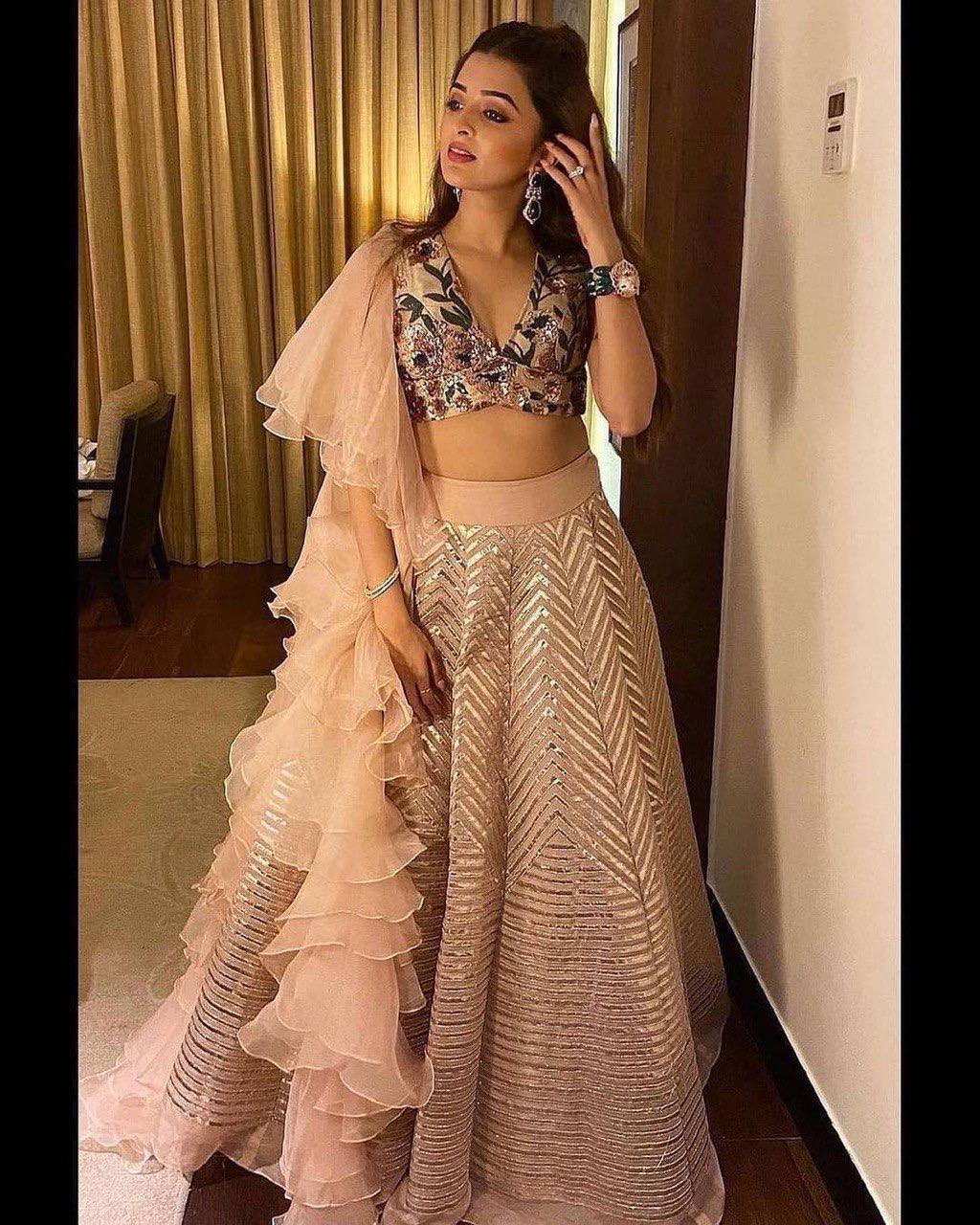 Light Pink Kasturi Silk Lehenga Set with Sequins & Zari Work — A Showstopper Look Clothsvilla