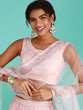 Load image into Gallery viewer, Peach Net Gotapatti Work Semi-Stitched Lehenga &amp; Unstitched Blouse, Dupatta Clothsvilla