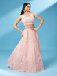 Load image into Gallery viewer, Peach Net Gotapatti Work Semi-Stitched Lehenga &amp; Unstitched Blouse, Dupatta Clothsvilla