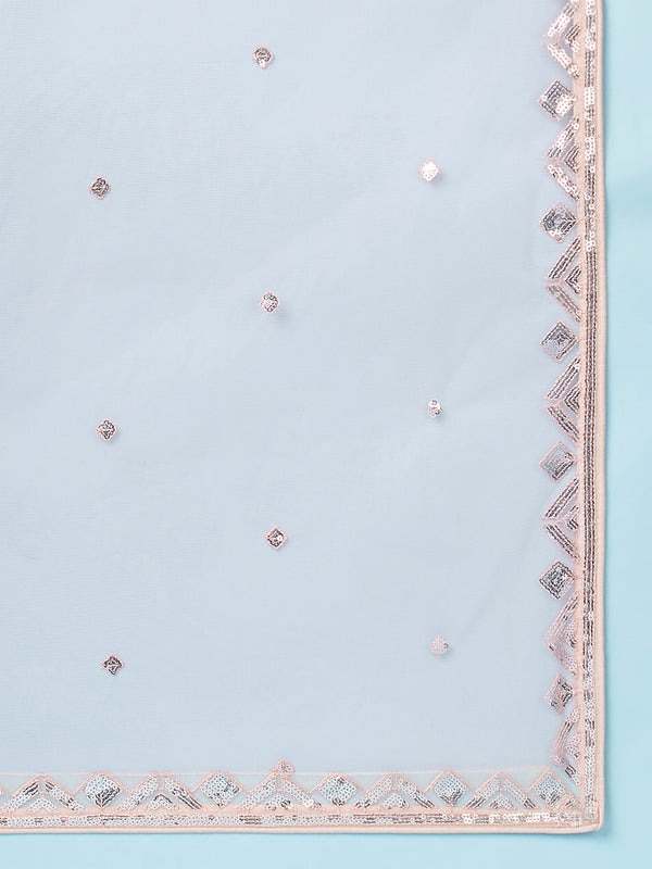 Peach Net Gotapatti Work Semi-Stitched Lehenga & Unstitched Blouse, Dupatta Clothsvilla
