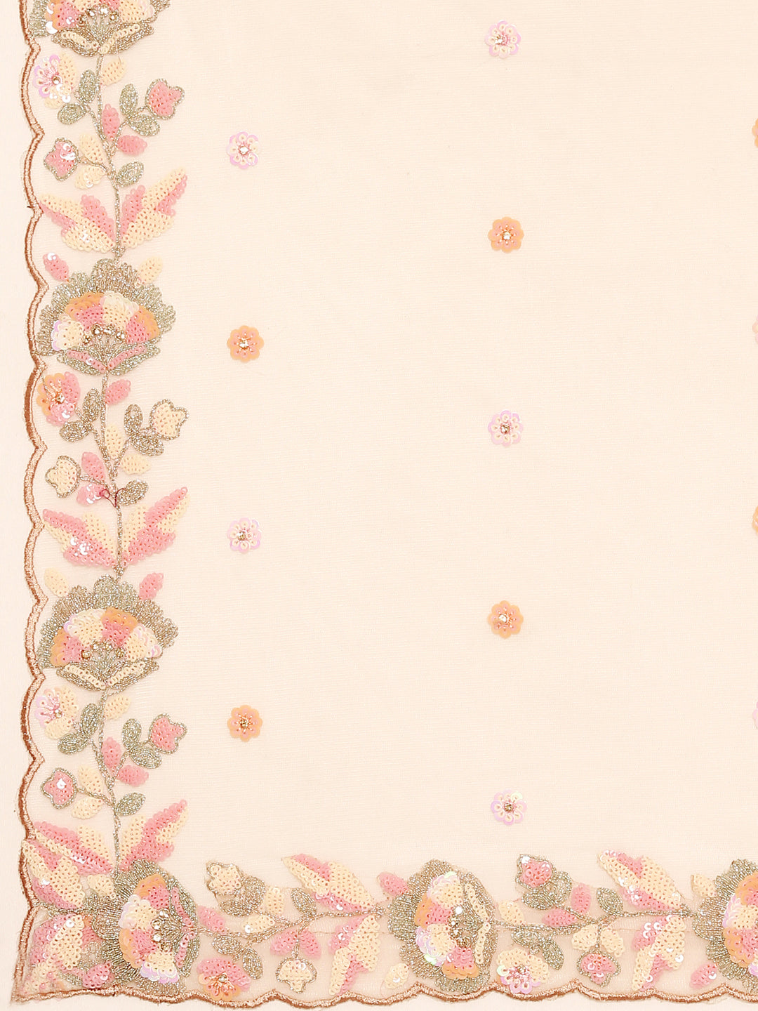 Peach Net Multi Sequins with heavy Zarkan embroidery Semi-Stitched Lehenga choli & Dupatta Clothsvilla