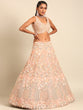 Load image into Gallery viewer, Peach Net Multi Sequins with heavy Zarkan embroidery Semi-Stitched Lehenga choli &amp; Dupatta Clothsvilla