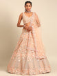 Load image into Gallery viewer, Peach Net Multi Sequins with heavy Zarkan embroidery Semi-Stitched Lehenga choli &amp; Dupatta Clothsvilla