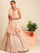 Load image into Gallery viewer, Peach Net Multi Sequins with heavy Zarkan embroidery Semi-Stitched Lehenga choli &amp; Dupatta Clothsvilla