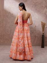 Load image into Gallery viewer, Peach Organza Floral Printed Semi-Stitched Lehenga choli &amp; Dupatta Clothsvilla