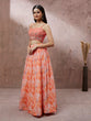Load image into Gallery viewer, Peach Organza Floral Printed Semi-Stitched Lehenga choli &amp; Dupatta Clothsvilla