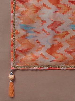 Peach Organza Floral Printed Semi-Stitched Lehenga choli & Dupatta Clothsvilla