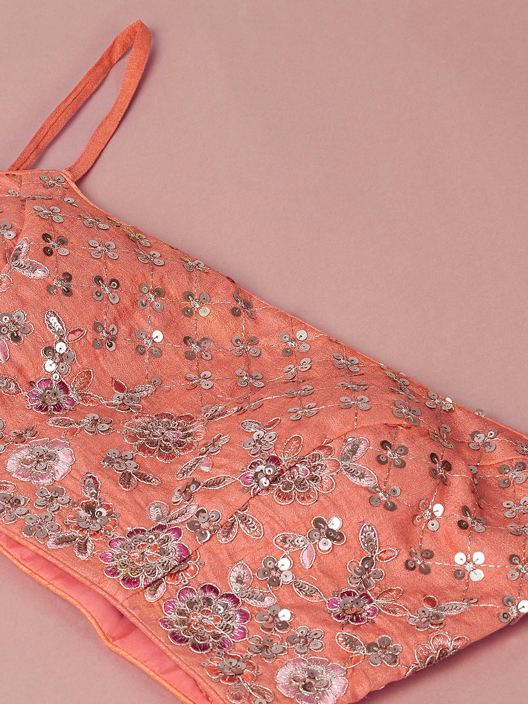 Peach Organza Floral Printed Semi-Stitched Lehenga choli & Dupatta Clothsvilla