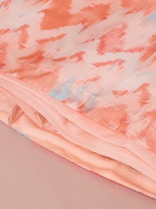 Peach Organza Floral Printed Semi-Stitched Lehenga choli & Dupatta Clothsvilla