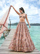 Load image into Gallery viewer, Peach Organza Sequins, Moti and thread embroidery Semi-Stitched Lehenga choli &amp; Dupatta Clothsvilla