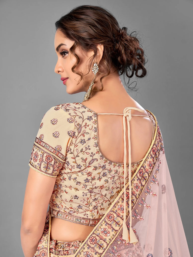 Peach Pakistani Georgette Lehenga Choli For Indian Festivals & Weddings - Thread Embroidery Work, Clothsvilla