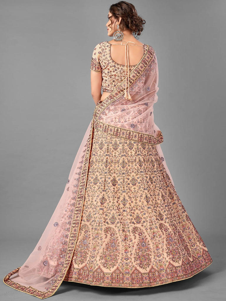 Peach Pakistani Georgette Lehenga Choli For Indian Festivals & Weddings - Thread Embroidery Work, Clothsvilla