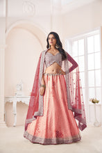 Load image into Gallery viewer, Shimmering Peach Party Wear Lehenga Choli Set - Embroidered Elegance ClothsVilla