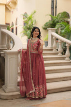 Load image into Gallery viewer, Peach Premium Designer Ready-to-Wear Top-Sharara-Dupatta Collection Clothsvilla