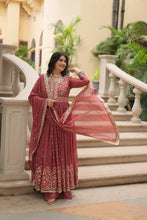 Load image into Gallery viewer, Peach Premium Designer Ready-to-Wear Top-Sharara-Dupatta Collection Clothsvilla