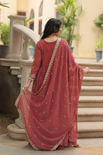 Load image into Gallery viewer, Peach Premium Designer Ready-to-Wear Top-Sharara-Dupatta Collection Clothsvilla