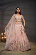 Load image into Gallery viewer, Peach Pure Chiffon Lehenga Choli Set with Mirror, Zardosi &amp; Sequin Work ClothsVilla