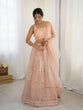 Load image into Gallery viewer, Peach Rainbow Sequins &amp; Dori Embroidered Net Lehenga Set with Tassel Border – 3.5 Meter Flair ClothsVilla