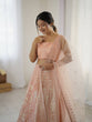 Load image into Gallery viewer, Peach Rainbow Sequins &amp; Dori Embroidered Net Lehenga Set with Tassel Border – 3.5 Meter Flair ClothsVilla