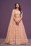 Peach Sequence Embroidered Net Lehenga Clothsvilla