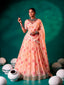Peach Silk Floral Printed Lehenga ClothsVilla