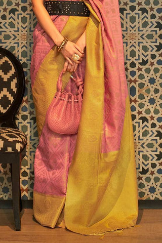 Peach Traditional Woven Kanjivaram Silk Blend Saree – Elegant & Versatile for All Occasions ClothsVilla