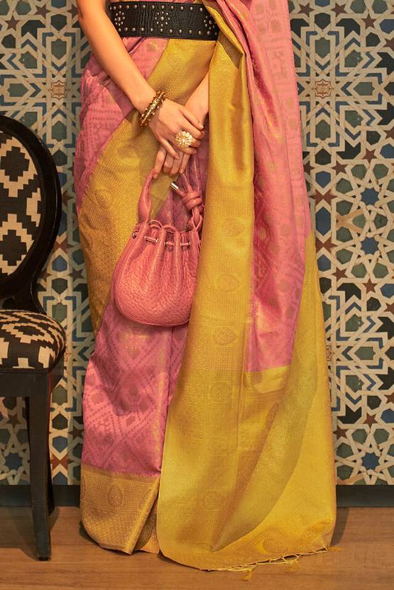 Peach Traditional Woven Kanjivaram Silk Blend Saree – Elegant & Versatile for All Occasions ClothsVilla
