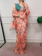 Load image into Gallery viewer, Peach Trendy Floral Ethnic Saree ClothsVilla