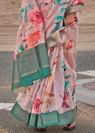 Pestel Pink Elegant Blended Linen Silk Saree – Breathable & Stylish for All Seasons Clothsvilla