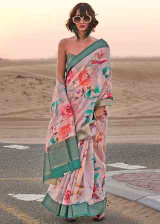 Pestel Pink Elegant Blended Linen Silk Saree – Breathable & Stylish for All Seasons Clothsvilla