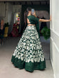Load image into Gallery viewer, Green Tussar Silk Printed Lehenga Choli with Foil Work ClothsVilla