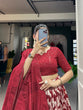Load image into Gallery viewer, Red Tussar Silk Printed Lehenga Choli with Foil Work ClothsVilla