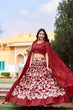 Load image into Gallery viewer, Red Tussar Silk Printed Lehenga Choli with Foil Work ClothsVilla