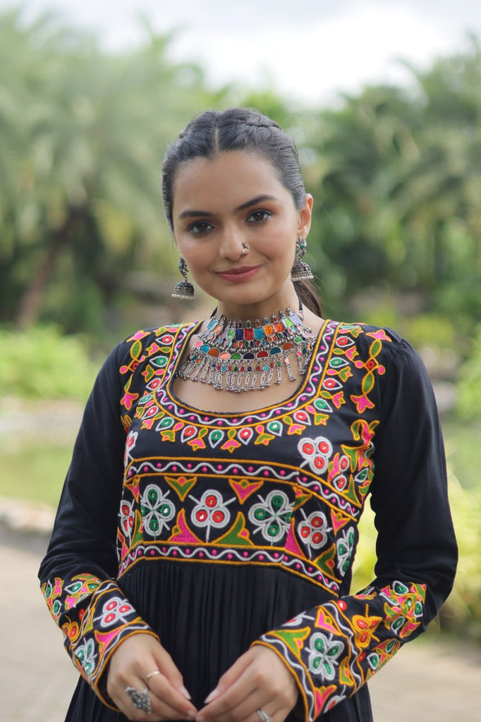 Designer Printed Black Kurti ClothsVilla