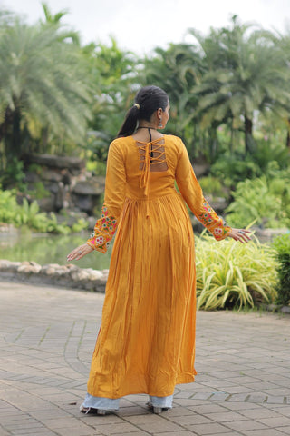 Yellow Designer Printed Kurti ClothsVilla