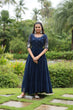 Load image into Gallery viewer, Navy Blue Luxury Designer Gown with Zari and Sequins Embroidery ClothsVilla